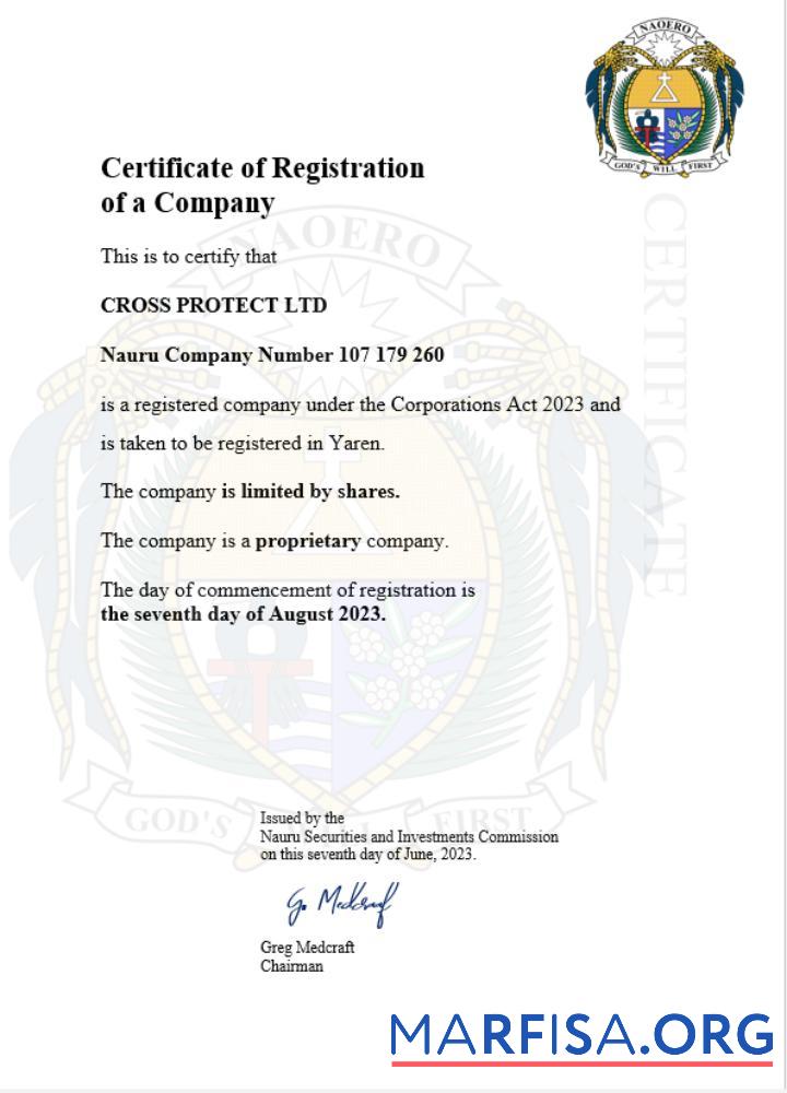 Downloadable Nauru company registration certificate Word and PDF template
